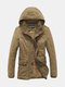 Men's Winter Thickened Warm Cotton-padded Hooded Coat - Khaki