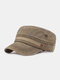 Men Cotton Retro Casual  Pattern Sun Hat Travel Hat Flat Hat - Army Green