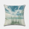 غطاء وسادة للشاطئ منظر شاطئ جوز الهند بالم كوخ الكتان رقمي الطباعة - #4