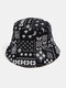 Unisex Cotton Double-sided Wearable Overlay Paisley Pattern Print Vintage Breathable Bucket Hat - Black