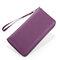 Women Genuine Leather Wallet Credit Card Holder Zipper Purse Cell Phone Handbag - Purple