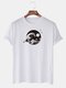 Mens Landscape Graphic Print Cotton O-Neck Casual Short Sleeve T-Shirts - White
