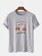 Plus Size Mens Cartoon Mushroom Graphic Fashion Cotton Short Sleeve T-Shirts - Gray