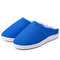 Men Pure Color Mesh Fabric Slip On Home Casual Indoor Slippers  - Blue