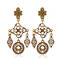 Vintage Ear Drop Earrings Hollow Rhombus Geometric Moon Star Pattern Ethnic Earrings for Women - Antique Gold