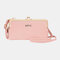 Women 8 Card Slots 6.5 Inch Phone Holder Solid Phone Bag Wallet - Pink