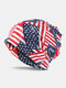 Unisex Dual-use Cotton American Flag Pattern Printing Fashion Scarf Beanie Hat - Red