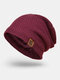 Men Wool Plus Thick Winter Keep Warm Windproof Knitted Hat - Wine Red