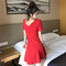 Women's Simple Temperament Elegant Short-sleeved Dress - Red