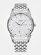 2 Couleurs Alliage Acier Inoxydable Hommes Vintage Business Watch Pointeur Décoré Quartz Lumineux Watch - blanc