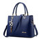 Women Solid Large Capacity Casual Crossbody Bag Shoulder Bag - Navy Blue