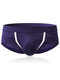 Mens Modal Breathable Elastic Fiber Soft Patchwork Sexy Underwear U Convex Pouch Briefs - Purple