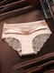 Lace Seamless Cotton Crotch Soft Mid Rise Panties - Nude