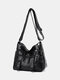 Women Vintage Multi-pocket PU Leather Soft Crossbody Bag Shoulder Bag - Black