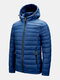 Mens Winter Thick Zipper Front Pockets Hooded Down Jacket - Blue