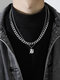 2 Pcs Trendy Fashion Hip-hop Multi-layers Capital Alphabet Letter Shape Titanium Stainless Steel Necklace - B