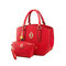 Women Stylish Embossed Pattern Flower Pandent 2PCS Handbag Clutch Bag - Red