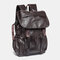 Men PU Leather Functional Backpack Universal Laptop Backpack - Brown