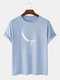 Mens 100% Cotton Space Astronaut Print Crew Neck Short Sleeve T-Shirt - Blue