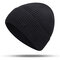 Mens Wool Rabbit Velvet Thick Knit Hat Warm Windproof Winter Outdoor Cycling Ski Travel Beanie - Black