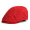 Mens Unisex Retro Solid Color Beret Hat Casual Travel Sunscreen Flat Golf Caps - Red