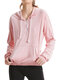 Solid Color Zip Front Drawstring Elastic Waist Fleece Hoodie - Pink