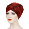 Women Pearl Bright Lace Beanie Hat Colorblock Hat Chemotherapy Cap - Red