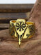 Vintage Trendy Carved Crow Skull Alloy Rings - Gold