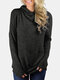 Casual High Neck Long Sleeve Plus Size Sweater with Pocket - Black