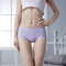 Ice Silk Lace-trim Seamless Hip Lifting Mid Waisted Panties - Purple