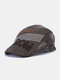 Men Cotton Letter Argyle Pattern Eembroidery Sunscreen Casual Beret Flat Caps - Coffee