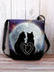 Women Valentine's Day Black Cat Pattern Print Crossbody Bag Shoulder Bag - Black
