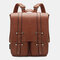 Men Solid Casual Bag Flap USB Charging Backpack - Brown