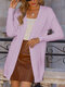 Solid Long Sleeve Knit Open Front Women Cardigan - Pink