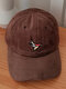 Unisex Corduroy Solid Color Colorful Cartoon Thousand Paper Cranes Embroidery Fashion Sunshade Baseball Cap - Brown