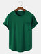Hombres algodón liso bolsillo en el pecho hogar casual suelta manga corta camiseta 11 colores - Verde oscuro