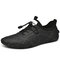 Men Hand Stitching Soft Microfiber Leather Driving Shoes - Black