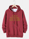 Mens Letter Slogan Print Cotton Casual Drawstring Hoodies With Pouch Pocket - Wine Red