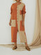 Patchwork Casual Pockets Plus Size Jumpsuit for Women - Orange