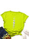 Moon Print Short Sleeve O-neck Loose Casual T-Shirt For Women - Fluorescent Green