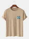 Mens NEW YORK Letter Print 100% Cotton Short Sleeve T-Shirt - Khaki