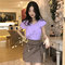 Machine Wood Ear Word Collar Strapless Top French Small Two Wear Small Shirt Women - Purple