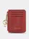 Women Faux Leather Contrast Color Mini Multi-Card Slot Card Holder Simple Short Coin Purse Wallet - Red