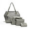 4Pcs Faux Leather Solid Leisure Handbag Shoulder Bag For Women - Light Grey