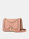 Women Faux Leather Fashion Argyle Chain Square Crossbody Bag - #06