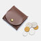 Women Genuine Leather Coin Purse Key Earphone Storage Short Purse - Coffee