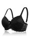 Push Up Lace Lightly Lined Breathable Bras - Black
