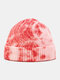 Unisex Core-spun Yarn Knitted Tie-dye Adjustable Fashion Warmth Beanie Hat - Red