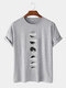Plus Size Mens Moon Print 100% Cotton Fashion Short Sleeve T-Shirts - Gray