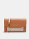 Women Faux Leather Fashion Multifunction Color Matching Chain Crossbody Bag Phone Bag - Brown